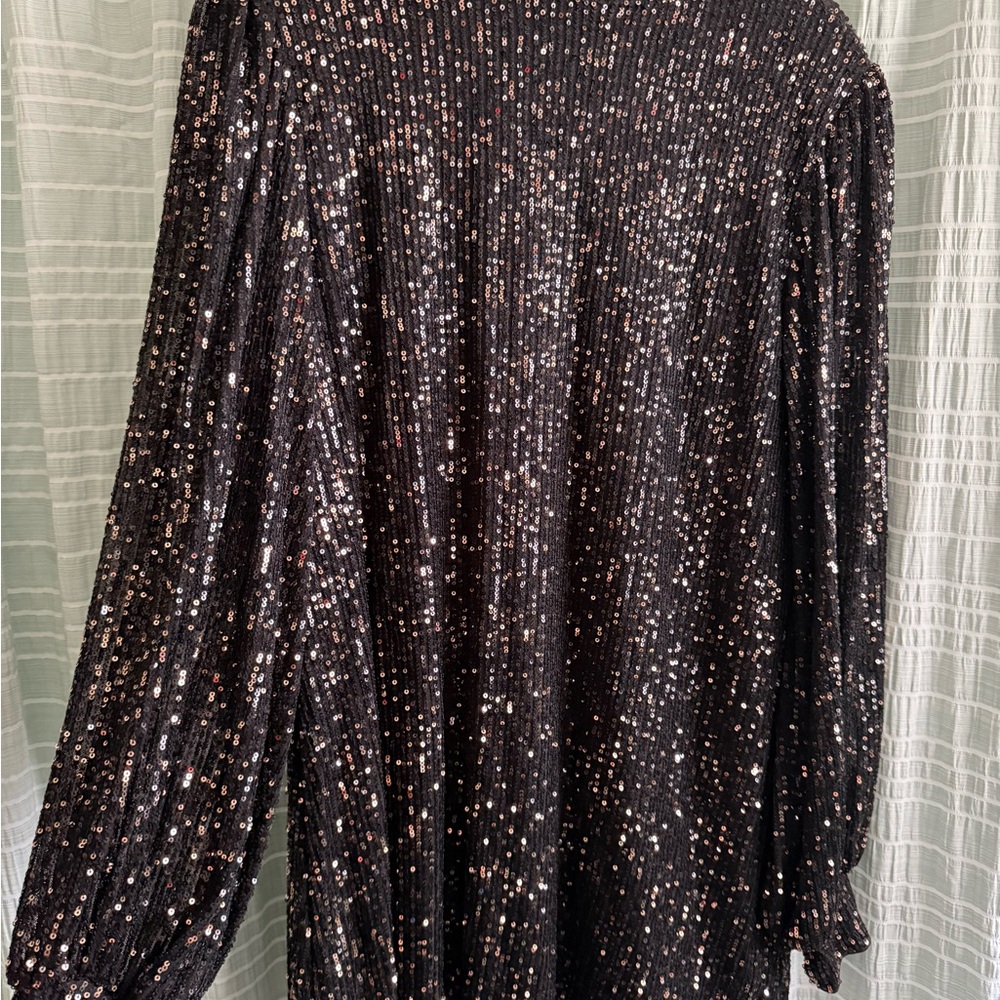 Black Sequin Long Sleeve Dress